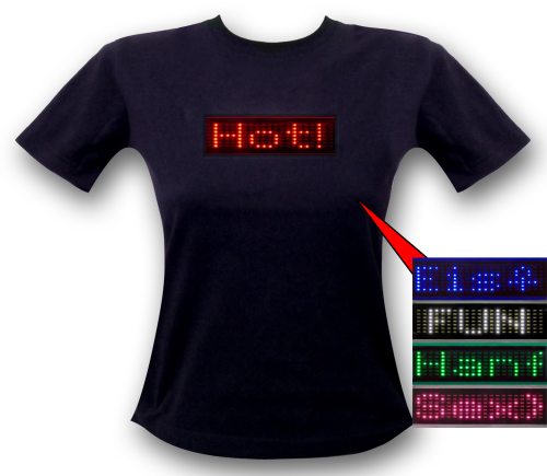 Women: LED T-Shirt blue LED Display