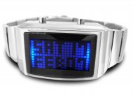 LED Uhr Negativ silber