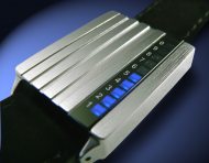 Retsu Silber mit blauer LED und Lederarmband