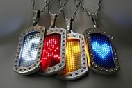 LED Kette Dog Tag, LED Rot