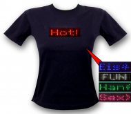 Frauen: LED T-Shirt blauer Scrolltext / Ticker