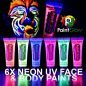 Preview: UV Körpermalfarbe Paintglow 6 x 13 ml Schwarzlicht Schminke