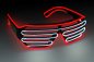 Preview: Soundaktivierte EL-Wire Bicolor Party-Shutterbrille schwarz I Gitterbrille I Brille mit Licht leuchtet