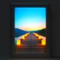Preview: LED picture wooden footbridge with lanterns LED light frame DIN A4 aluminum I Romantic footbridge in the evening poster frame backlight I LED picture light box I Light box with ultra-flat design & folding frame technology