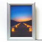 Preview: LED picture wooden footbridge with lanterns LED light frame DIN A4 aluminum I Romantic footbridge in the evening poster frame backlight I LED picture light box I Light box with ultra-flat design & folding frame technology