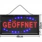 Preview: LED Geöffnet Schild blau rot deutsch