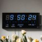 Preview: blaue LED-Uhr Küchenuhr Zeit Datum Temperatur