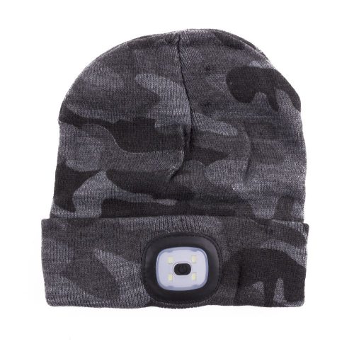Camoflage LED Mütze I Leucht Beanie I Outdoor Mütze mit LED-Beleuchtung I Leuchtmütze