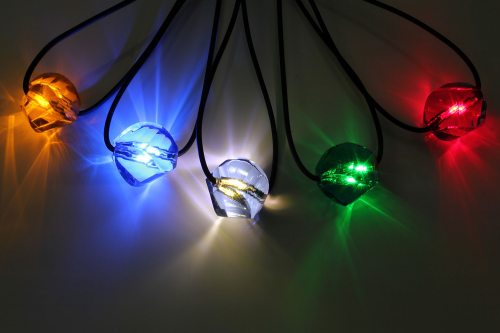 Leuchtende LED-Halskette mit Schmuckstein Leuchtschmuck I LED-Partyschmuck I Accesoire Festival & Konzerte I Verkeidung
