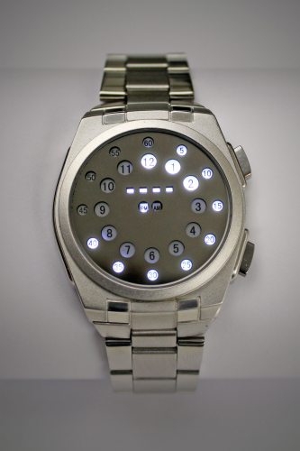 L.E.D. Uhr aus Edelstahl mit blauen LED's - L69-062BL-BSM