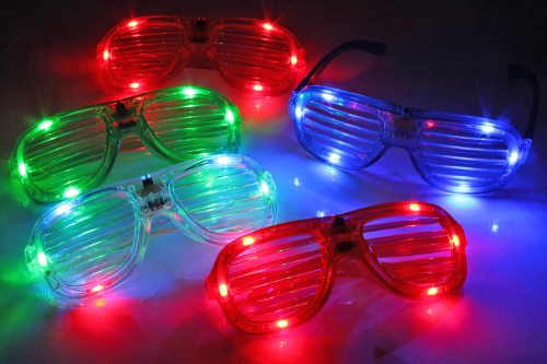 Party Atzen Brille bunte Farben Karneval Licht 12 Atzenbrille LED 