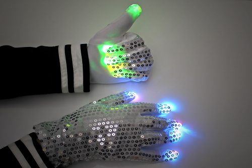 2PCS LED Handschuhe Weiß Leuchtend Blinkend Discomodus Leucht Gloves  DE 2020 