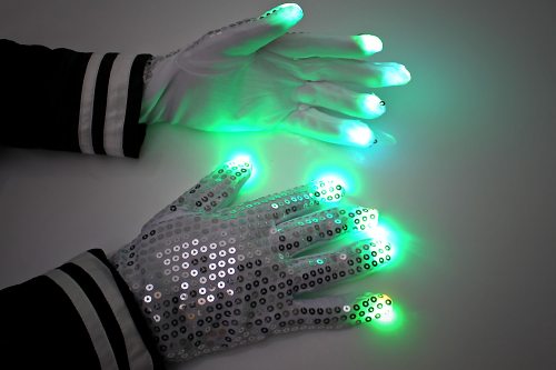 Leuchtende Pailletten LED-Handschuh rechts (1 Stück)