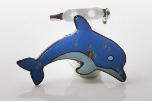LED-Anstecker Delfin LED-Blinky I Blinky Anstecker Brosche Blinki Pin Button