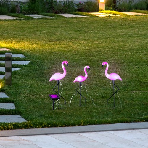 Garten Leuchtdeko mit exotischen Flamingos