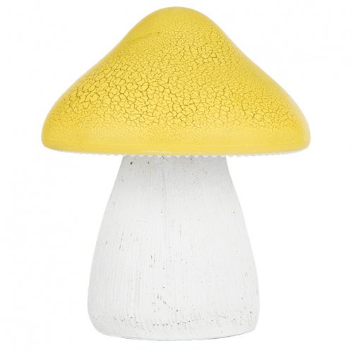 Gelber Garten-Pilz mit bunten LEDs und Solarzelle innen