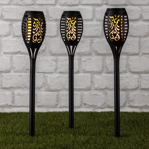 LED Spießfackeln im 3er Set mit Solar