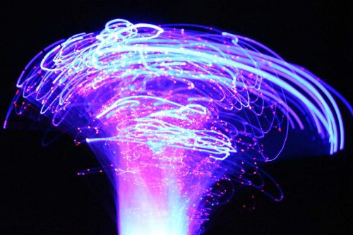 Leuchtende multicolor Party Glasfaser Leuchtwedel mit 6 Leuchtmodi I Glasfaser Regenbogen blau rot grün I Konzertwedel