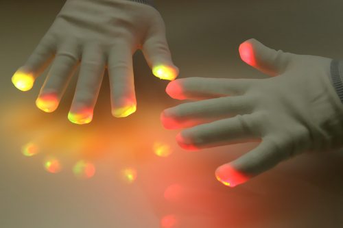 LED-Handschuhe, bunte Leistungshandschuhe, leuchtende Handschuhe