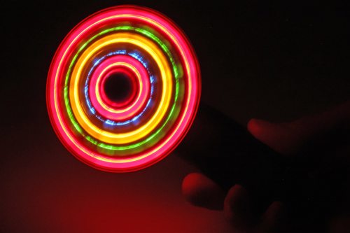 LED hand fan with LED light effects