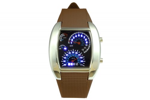 Auffällige LED Armbanduhr I Tachometer Optik Silber Leuchtuhr I Digitale Herrenuhr Teenager Motorsport Fans