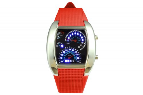 Auffällige LED Armbanduhr I Tachometer Optik Silber Leuchtuhr I Digitale Herrenuhr Teenager Motorsport Fans