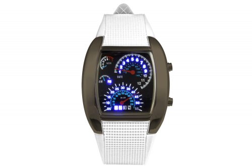 LED-Armbanduhr Tachometer I Anthrazit Grau Leuchtuhr I LED-Uhr Auto Tacho