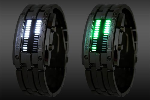 Twin Display LED-Armbanduhr silbergrau