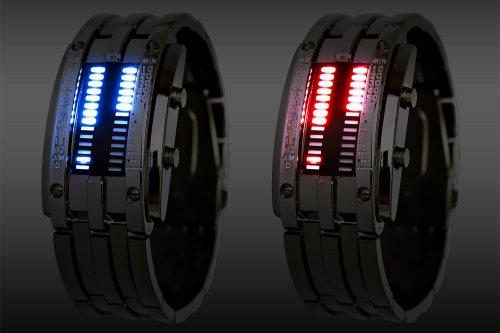 Twin Display LED-Armbanduhr silbergrau