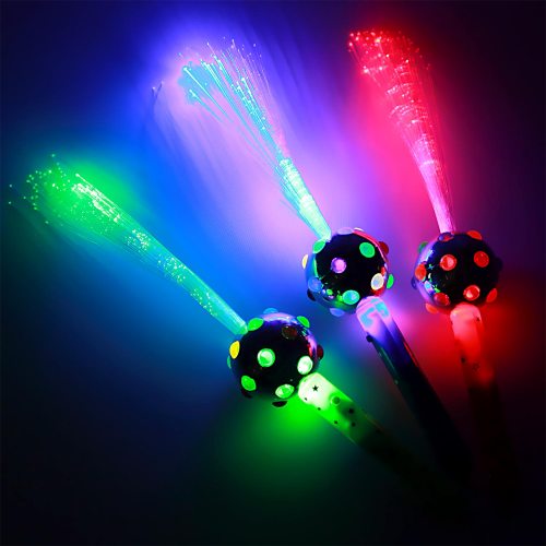 LED Herz Leuchtstab Glasfaser in 4 Farben Blinkstab Partystab Leuchtwedel  36cm