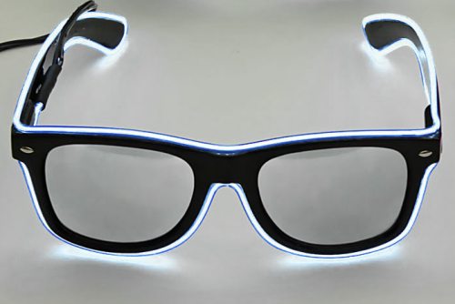 wieße led brille mit led soundgesteurt