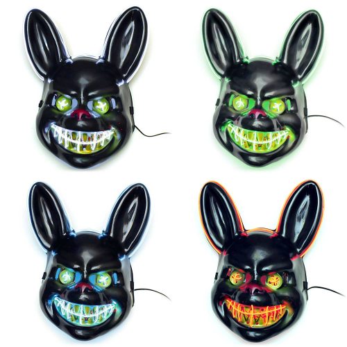 Illuminez effrayant Masque Halloween Led Lumineux Horreur Tueur Bunny  Masque Party Accessoires Brillant Bloody Rabbit Mask Festival Décoration