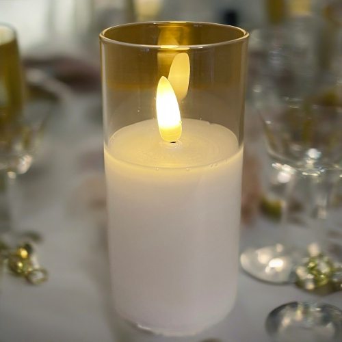 led candle in glass