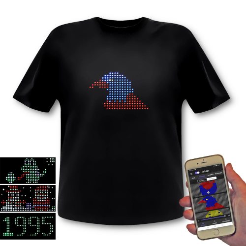 LED T-shirt with programmable LED display I App-controlled Wireless LED  shirt