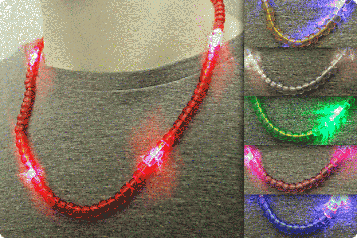 Leuchtkette LED-Perlenkette Halskette blinkend Party Club LED-Fashion DJ Schmuck 