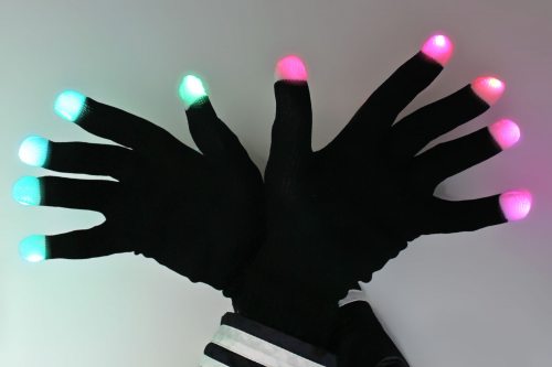 THEE LED Handschuhe Leuchtende Handschuhe für Party Halloween Karneval Bunt 