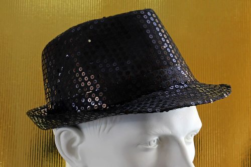 Sequin hat with colored LEDs