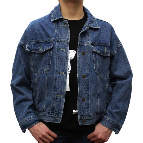 Skull denim jacket front