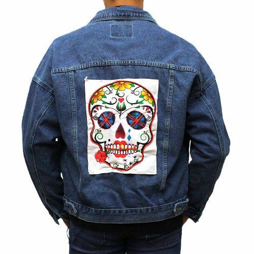 LED denim jacket skull