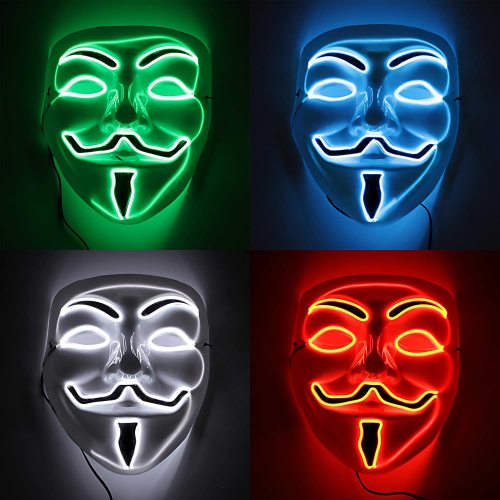 Tilstedeværelse kreativ Gentleman Luminous Vendetta Mask Anonymous Face Mask EL LED mask