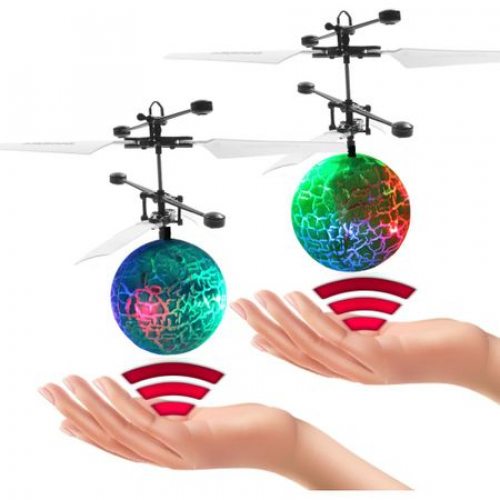 Fliegende Kugel Hubschrauber Kristall LED-Licht Infrarotsensor Kinder Spielzeug 
