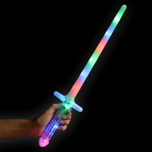 Leuchtendes dehnbares Schwert 90 cm mit Licht Karneval Fasching Spielschwert neu 
