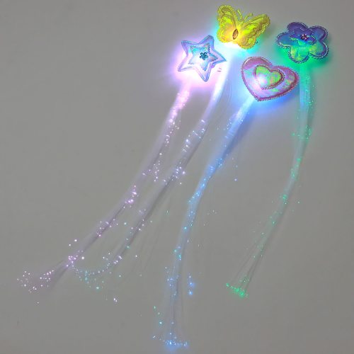 LED hair clip with glass fiber and colorful color change