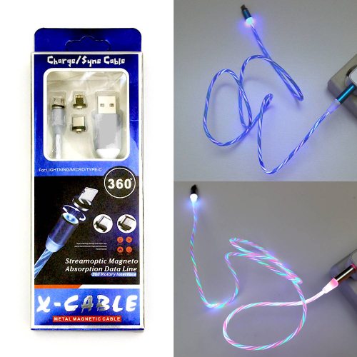 Praktisches 3 in 1 USB Leuchtendes LED Ladekabel I Micro-USB USB-C &  Lightning-Stecker