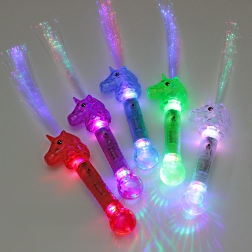 LED-Einhornstab I LED-Glasfaser Einhorn Leuchtwedel mit