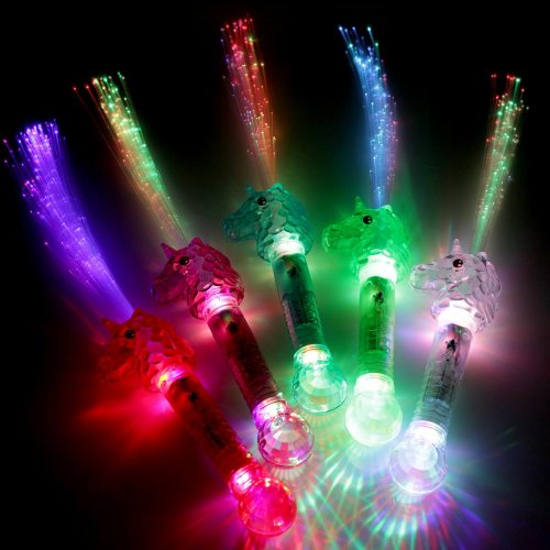 12 Stück LED Leuchtstab Glasfaser 4 Farben Blinkstab Partystab Leuchtwedel  Set