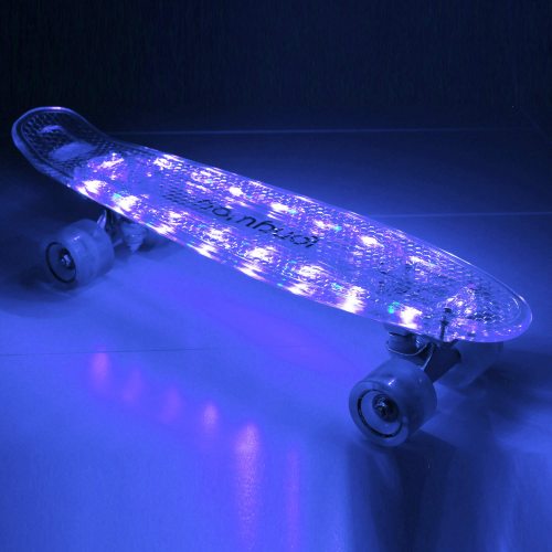 Pennyboard MILK LED Nils Skateboard LED Beleuchtung ALUTRUCKS ABEC-7 Deck 56 cm 