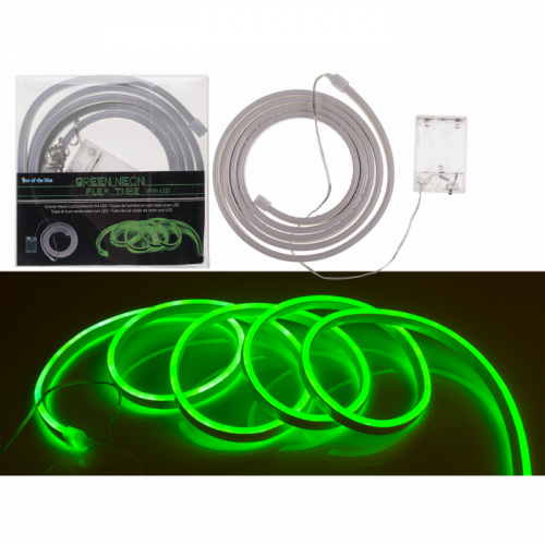 Neon light tube with LED lights up green, battery-operated I decorative light I party room