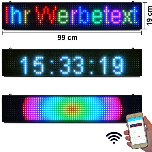 LED Laufschrift / LED Display Werbeanzeige Beidseitig FARBIG WI-FI