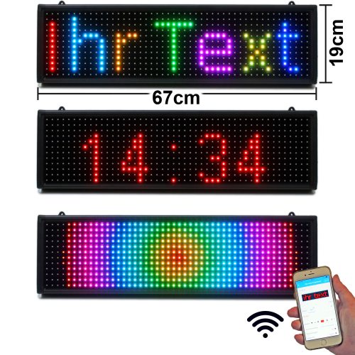 LED-Laufschrift Reklame RGB Multicolor Display I 67 x19 cm 1024 Pixel I  WiFi programmierbar per App & Windows günstig kaufen I LED-Fashion Berlin